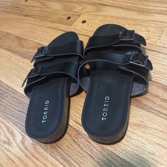 Torrid Black Slip On Adjustable Band Open Toe Slide Sandals Size 8** - Picture 4 of 12